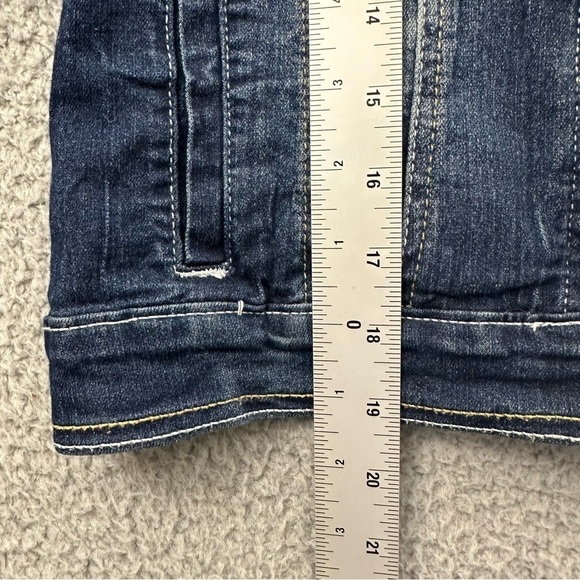 Red Camel‎ Crop Denim Jean Trucker Jacket Long Sleeve Dark Wash Junior Medium - Picture 8 of 8